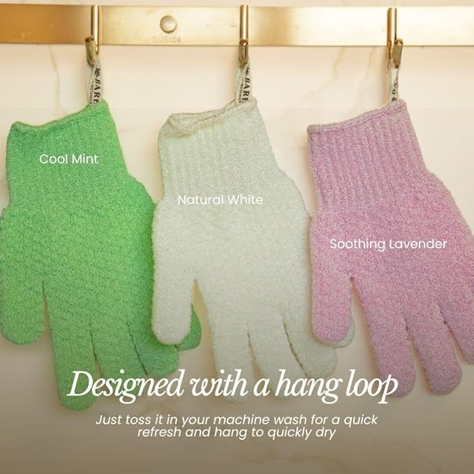 Bare Botanics 4 Pack Mint Exfoliating Shower Gloves - Image 5