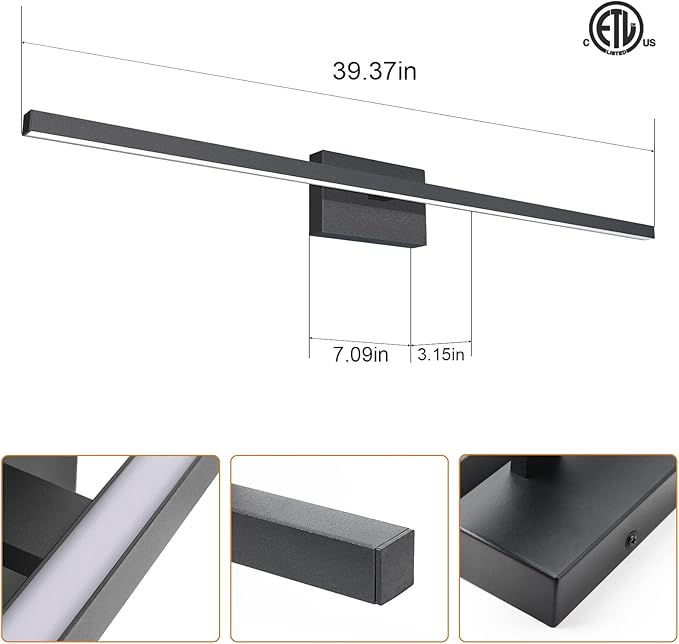 VOLISUN Modern Bathroom Vanity Light 39.4 inch, 24W Dimmable 5CCT Led Bathroom - Image 6