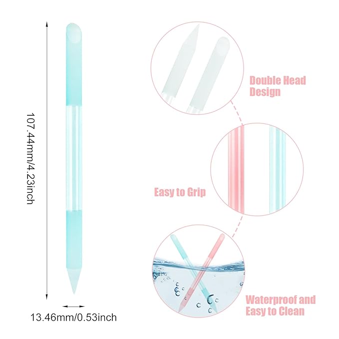 4Pcs Glass Cuticle Pusher, Crystal Cuticle Pusher Glass File, Dual-Ended - Image 2
