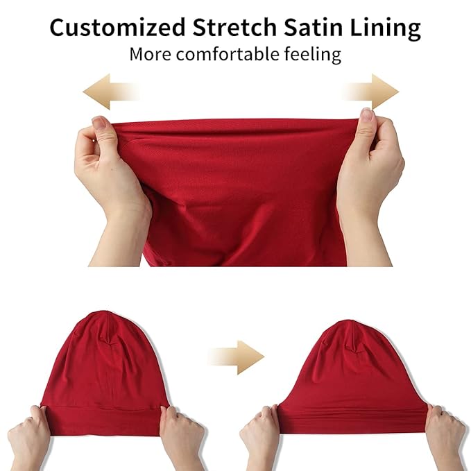 Satin Bonnet Silk Lined Sleep Cap- Adjustable Hair Cover - Image 5