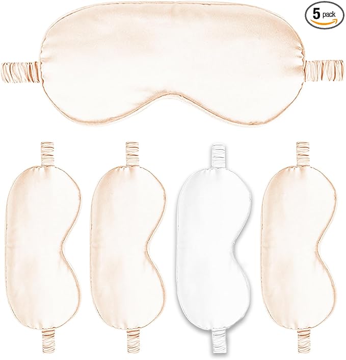 Sleep Masks 5PACK Silk Eyes Cover Satin Eye Mask Silky Blackout Soft Blindfold by WJingYiJia