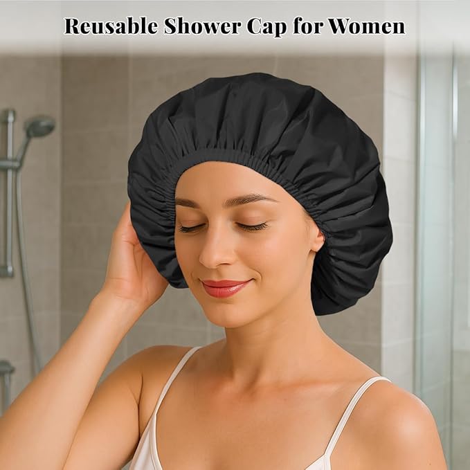 3 Pack Waterproof Reusable Shower Cap - Image 3