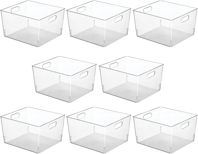 mDesign Large Modern Stackable Plastic Storage Organizer Bin Basket - Image 7