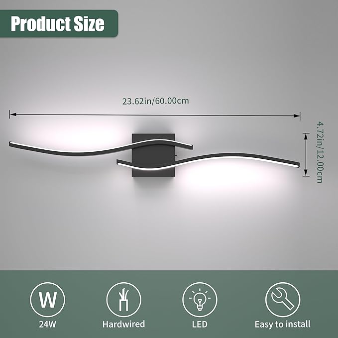 Espird 23inch Led Bathroom Vanity Light Bar, Matte Black 5CCT Dimmable - Image 6