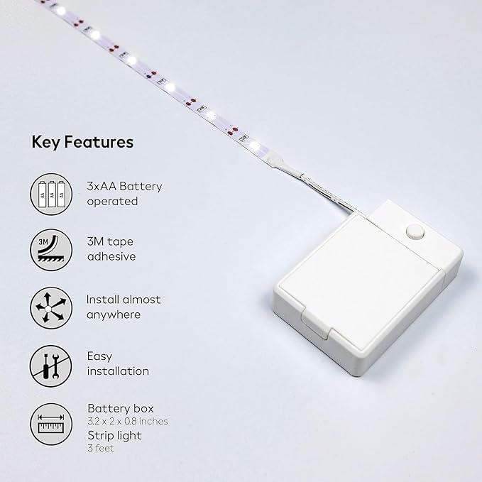BestLuz Battery Powered LED Strip Lights, 3 Pack 40 Inch Cordless White LED - Image 5