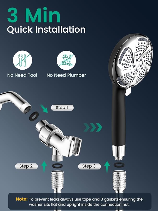 Filtered Shower Head with Handheld, High Pressure 7 Mode, Anti-clog Nozzles - Image 8