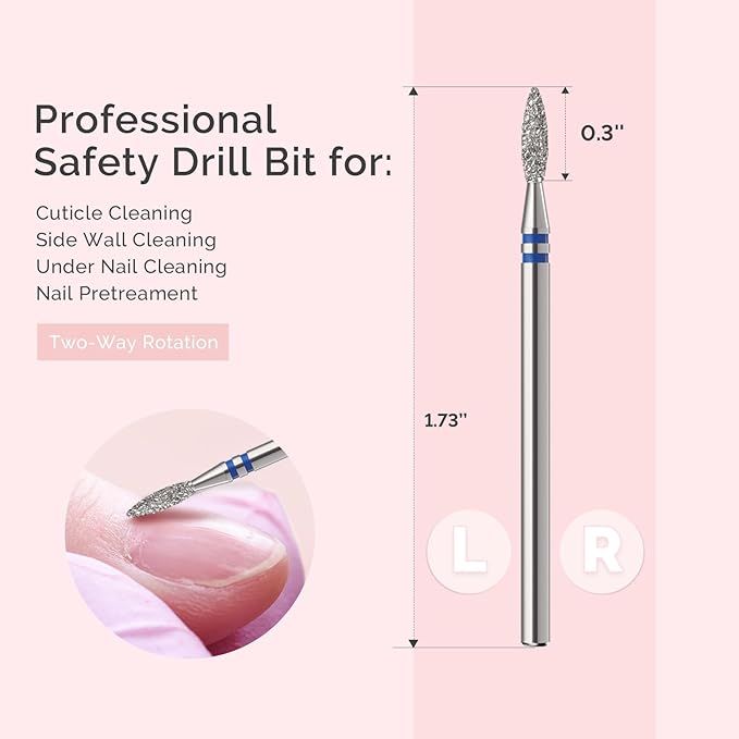 MelodySusie 2.2mm Flame Shape Cuticle Clean Nail Drill Bit 3/32'', Professional - Image 5