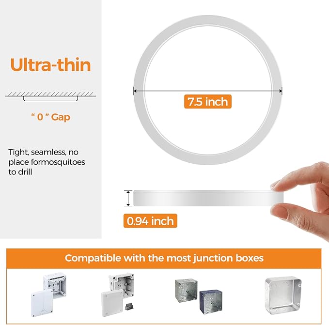 24PACK LED Flush Mount Ceiling Light Fixture, 3000K-4000K-6500K & 100W - Image 5
