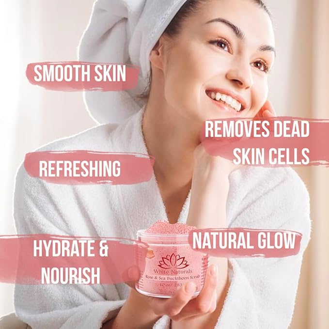 Organic Rose & Sea Buckthorn FACE & BODY SCRUB, Natural & Pure Exfoliating Scrub - Image 7
