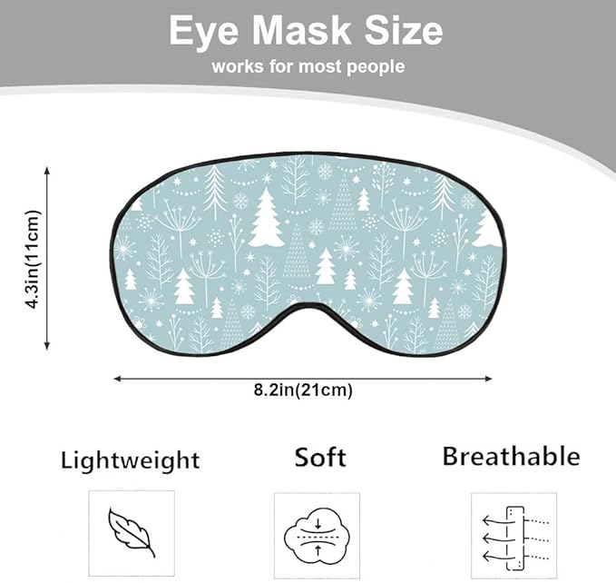 Pine Snowflakes Silk Eye Mask Sleep Mask Snow Winter Christmas Pattern Blue Eye - Image 2