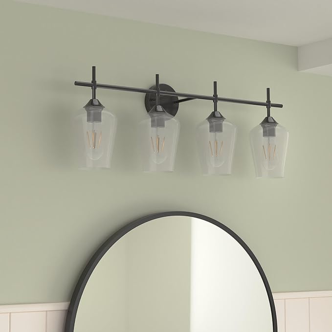 Ralbay Vintage Bathroom Vanity Lighting Fixtures 4-Lights Industrial Matte - Image 2