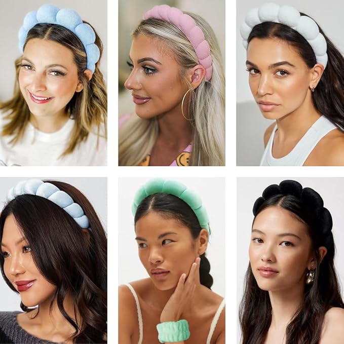 Tetizo Spa Headbands for Washing Face Wristband Set Sponge Makeup Skincare - Image 6