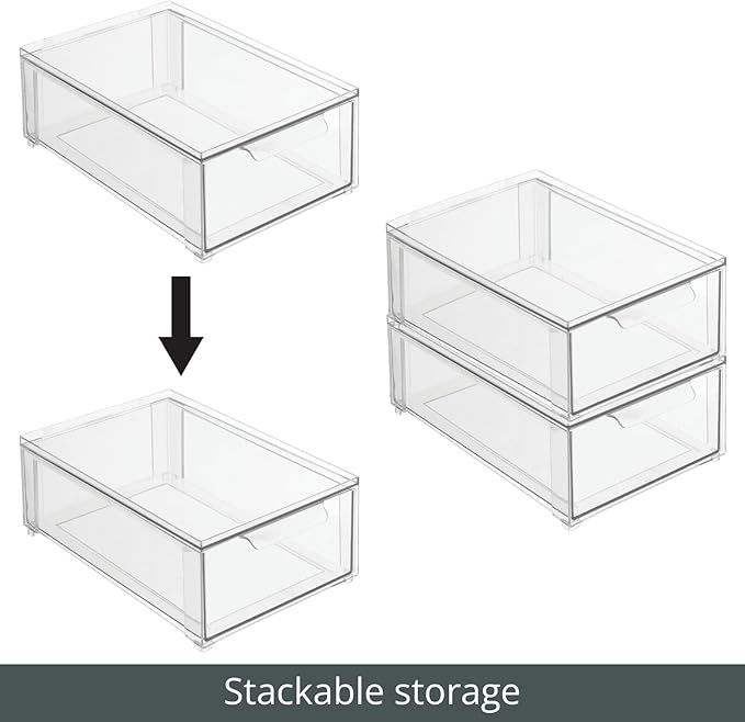 mDesign Plastic Stackable Bathroom Storage Organizer Bin Containers - Image 4