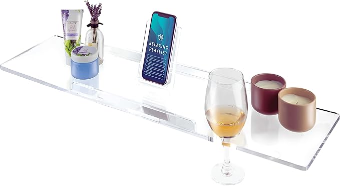 40" Supreme - Clear Acrylic Bathtub Tray Caddy Tub Shelf, Spa Board Luxury by REBECCA+LUXURIOUS+BATH