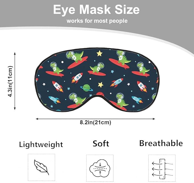 Astronaut Dinosaur Sleep Eye Mask Eye Cover Rex Tyrannosaurus Space Surf Funny - Image 2