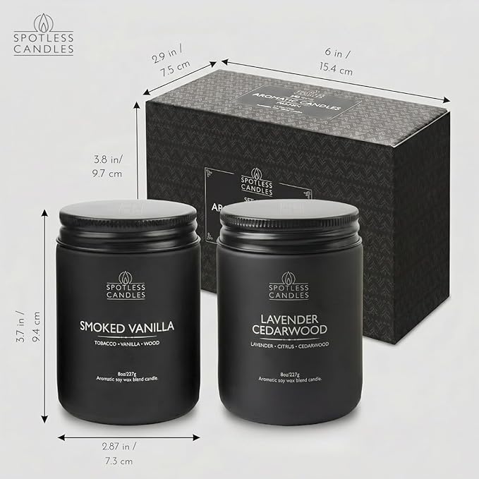 Mens Candle 2 x 8oz Pack Smoked Vanilla and Lavender Cedarwood Scents - Image 3