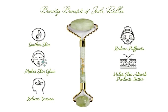 Jade Roller & Gua Sha Set Facial Beauty Tools, Face Roller Skin Massager - Image 3