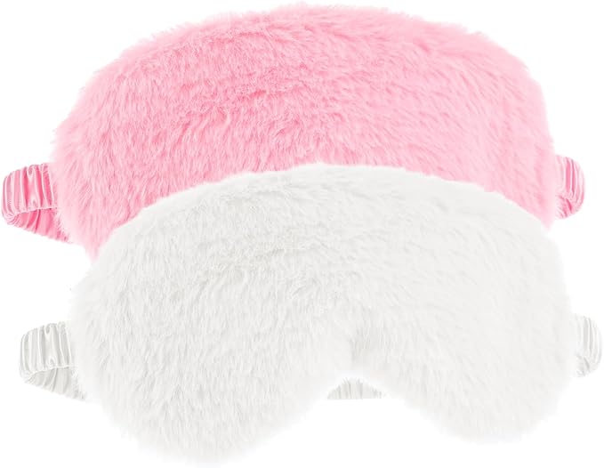 2 Pcs Plush Fluffy Eye Mask Soft Sleeping Blindfold Eye Cover Comfortable Furry - Image 7