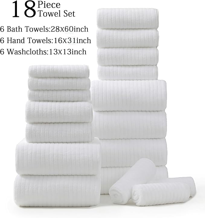 18 Piece Family Bath Towel Set Include 6 Bath Towels, 6 Hand Towels and 6 - Image 9