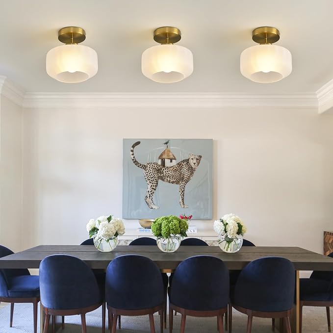 Industrial Gold Matte Light Fixtures Ceiling Mount, - Image 2