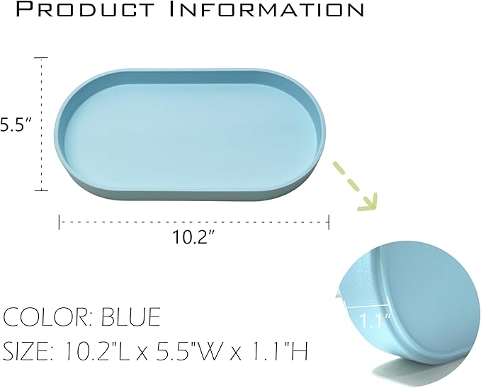 Blue Small Tray, Oval Tray for Kitchen Counter, Bathtub Bathroom Vanity Items - Image 6