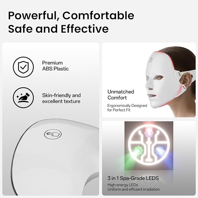 SUERBEATY Red Light Mask For Face, 7-1 Colors Red Light Face Mask, Facial - Image 5