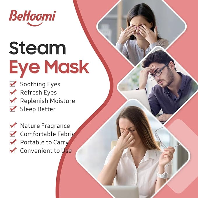BeHoomi Steam Eye Mask, Self Heating Disposable SPA Warm Compress - Image 3
