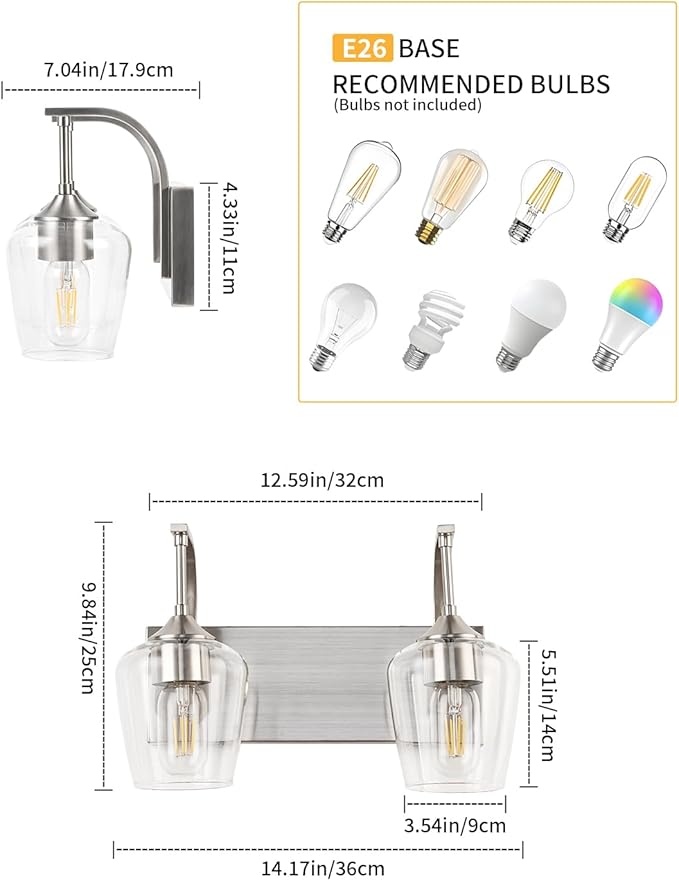Brushed Nickel Bathroom Light Fixtures Bathroom Vanity Light - Image 5
