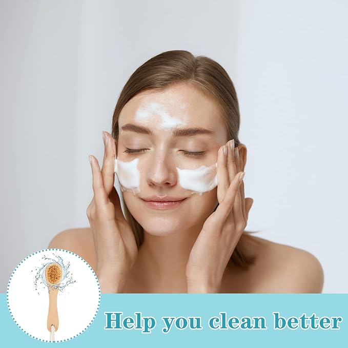 Nuanchu 6 Pcs Wooden Face Cleaning Brush Facial Exfoliator Brush Dry Scrubber - Image 6