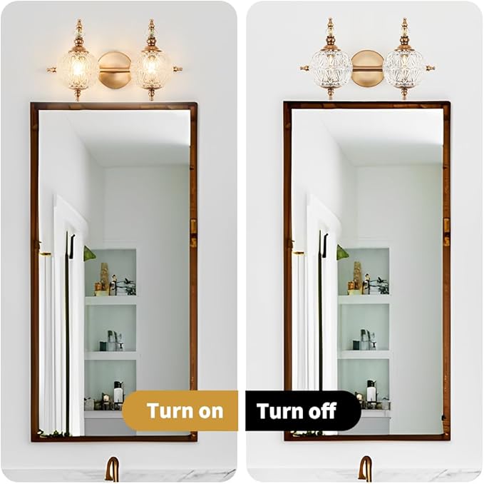 Brushed Antique Brass Bathroom Vanity Light Fixture Vintage Style - Image 6