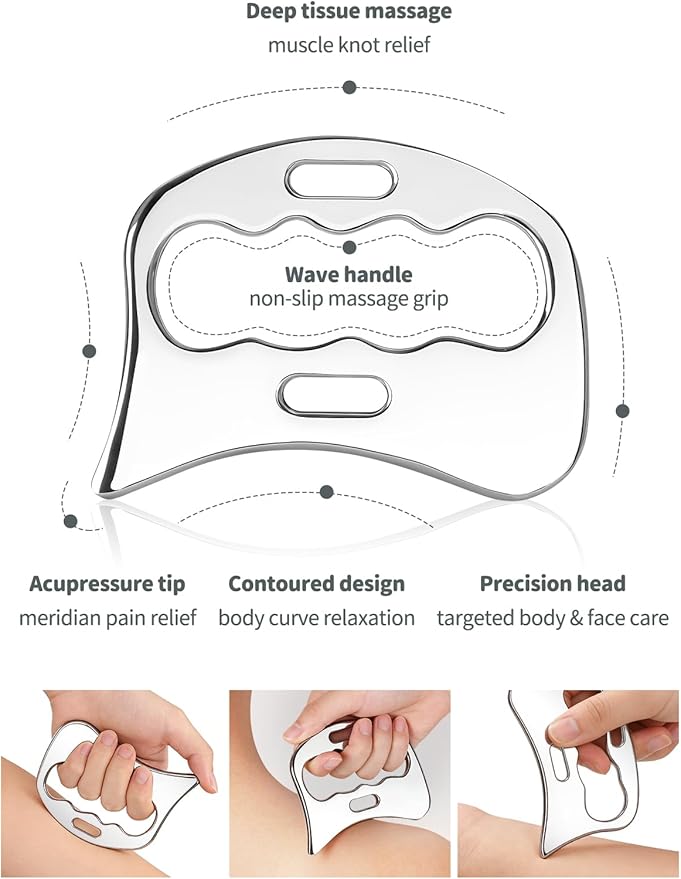 2-in-1 Stainless Steel Gua Sha Massage Tool Set, Muscle Scraper & IASTM Tools - Image 3