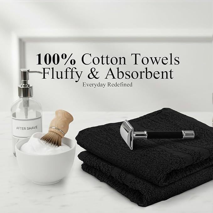 24 Pack Black Hand Towels 100% Cotton Spa Towels 16x27 inches Highly Absorbable - Image 5