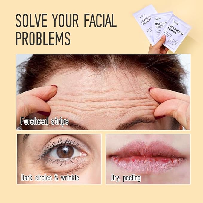 Yeokoe Forehead Wrinkle Patches, Under Eye Patches and Lip Mask 30 PCS. Face - Image 5