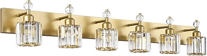 PRESDE Crystal 6 Light Bathroom Vanity Lights Gold Vanity Light by HOME