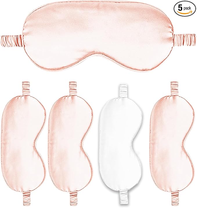 Sleep Masks 5PACK Silk Eyes Cover Satin Eye Mask Silky Blackout Soft Blindfold by WJingYiJia