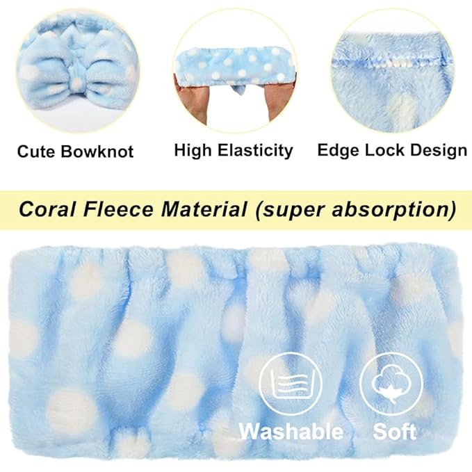 Shintop Sweet Super Soft Caroset Polka Dots Wash Cosmetic Headband Hairlace - Image 4