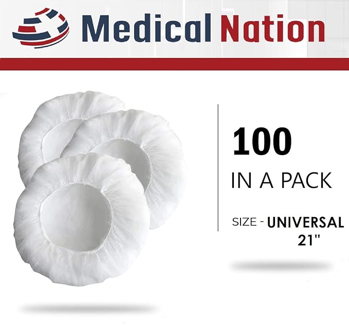 Medical Nation 21" Disposable Bouffant Caps | Pack of 100, Non-Pleated Head - Image 9