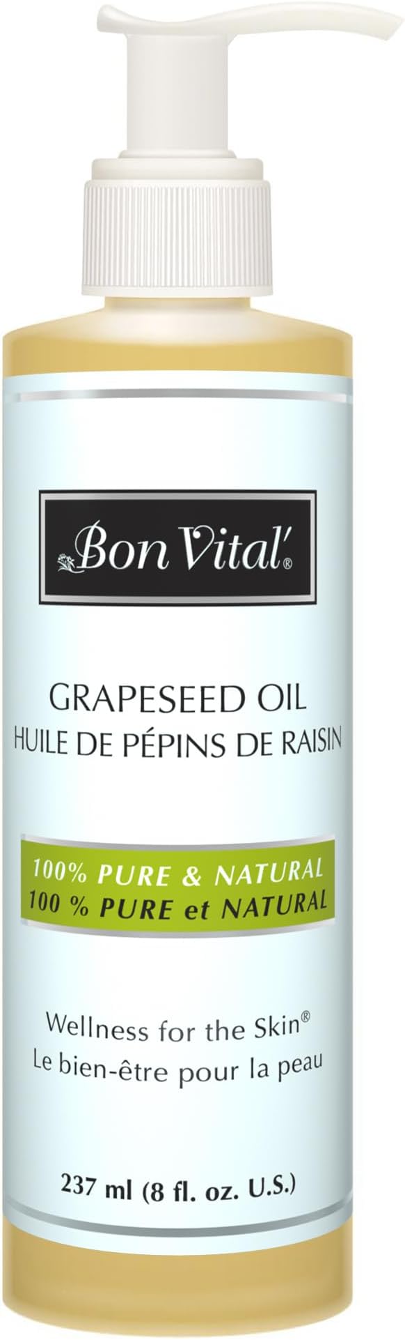Bon Vital' Grapeseed Oil, 100% Pure Skin Toner and Massage Oil, by BonVital