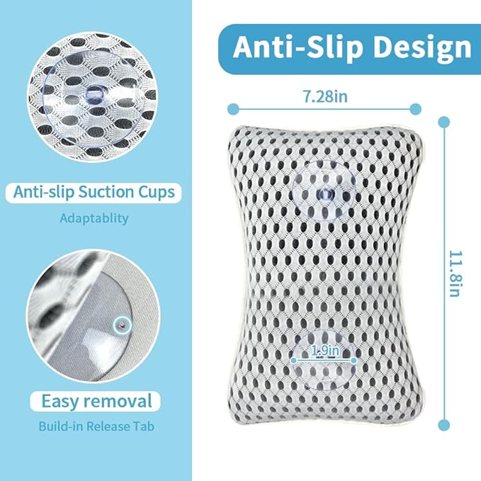 Upgraded Bath Pillows for Tub, Slip Resistant Waterproof Bath Pillows for Tub - Image 3