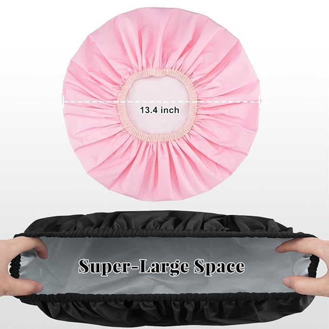 3 Pack Waterproof Shower Cap for Women, Reusable Bath Cap for Long Hair - Image 4