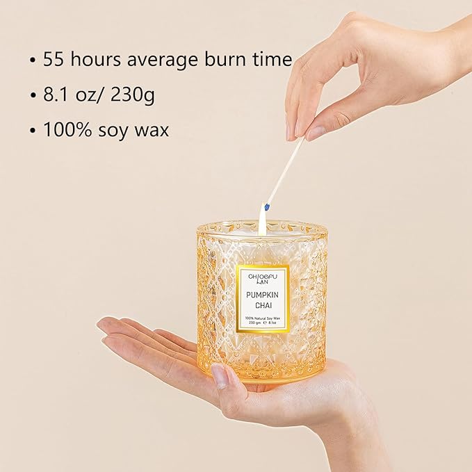 Chloefu LAN Pumpkin Chai Candles Halloween Candle Gift, Farmhouse Candles - Image 2