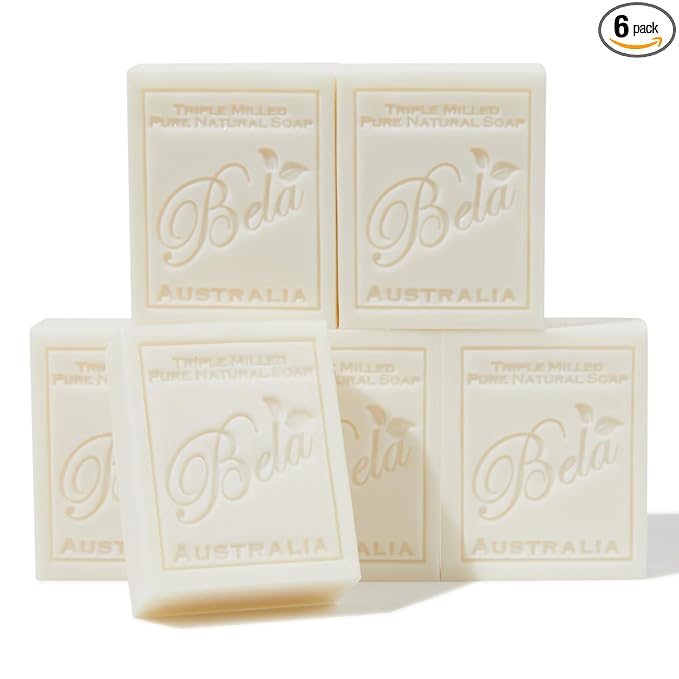 BELA Extra Creamy Goat Milk Soap 3.3 OZ Pack of 6, Long Lasting French Triple by BELAPURENATURALSOAPSANDODORELIMINATINGHOMEFRAGRANCES