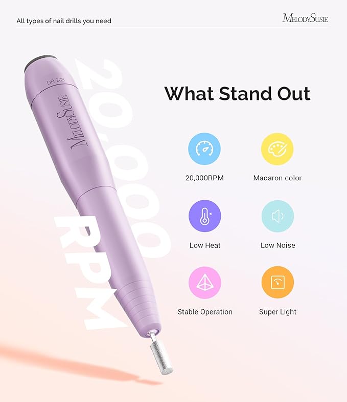 MelodySusie Pen-Shaped Portable USB Nail Drill, PC120I 20000RPM Electric Nail - Image 5