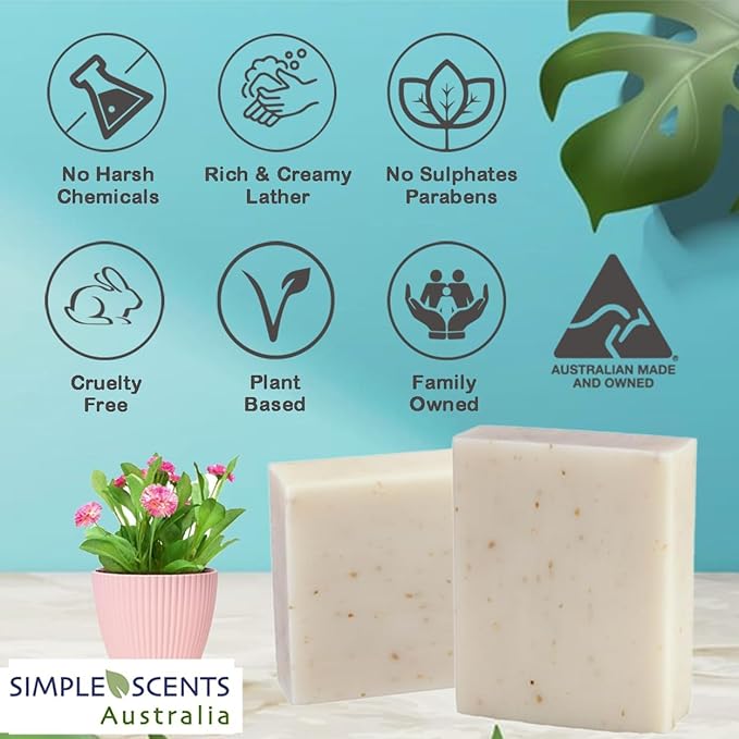 Simple Scents Australia Oatmeal & Milk Scented Natural Soap Bars, 3.5oz - Image 3