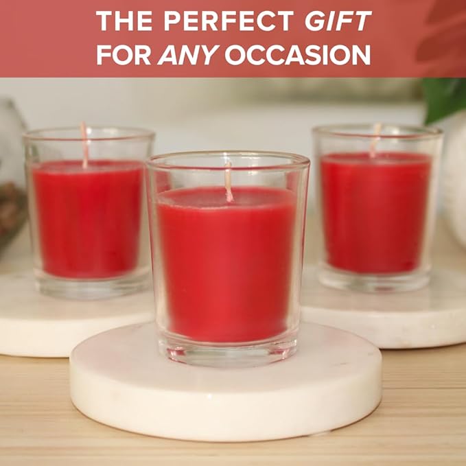 Simply Soson Scented Votive Candles, Bulk Set of 24 Red Spicy Cinnamon Clove - Image 5
