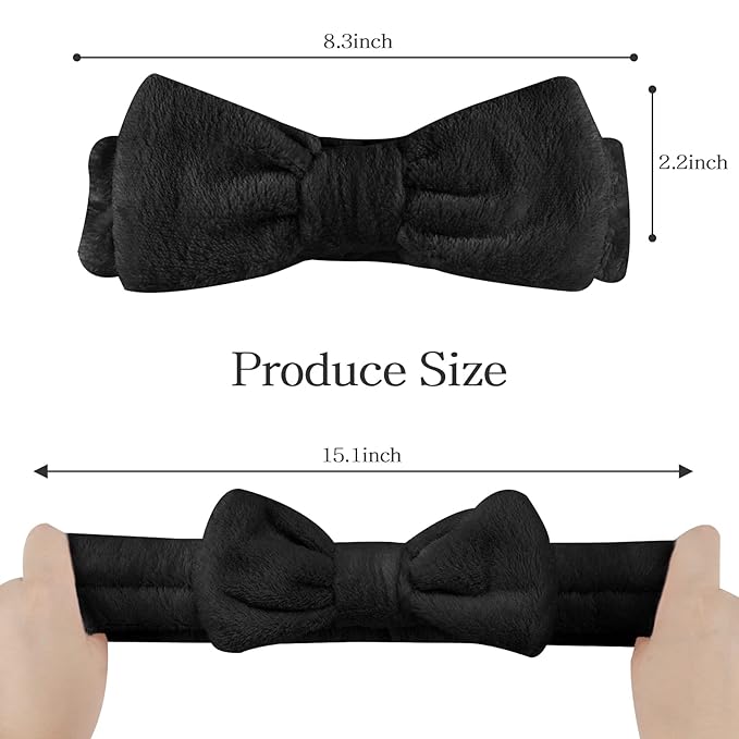 Casoty 6 Pcs Black Spa Headband, Bow Hair Band, Hair Band - Image 3