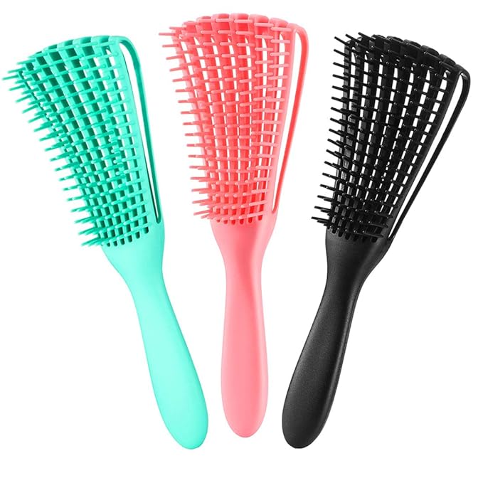 3 Pack Hair Detangler Brush for Afro America/African Textured 3a to 4c Kinky by Unknown