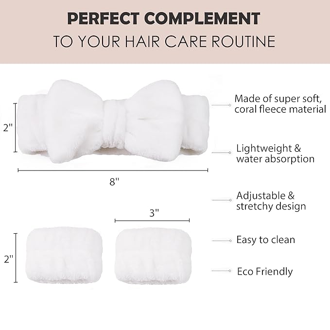 Ayesha White Spa Headband and Wristband Set - Image 2