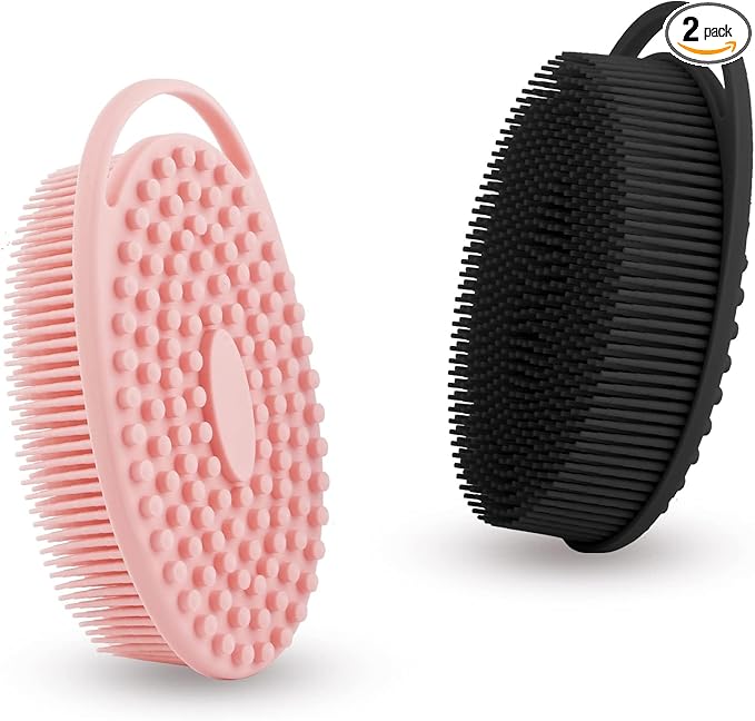 Soft Silicone Body Scrubber 2 PCS Silicone Body Shower, Silicone Loofah 2 in 1 by Bsofing