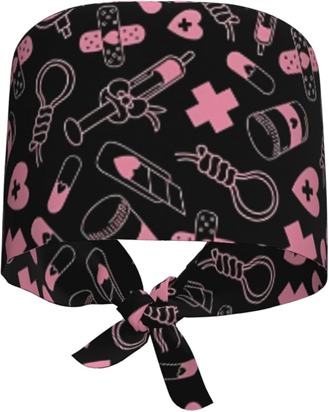 Working Cap Scrub Caps with Sweatband Adjustable Tie Back Hat Nurse Surgical - Image 7